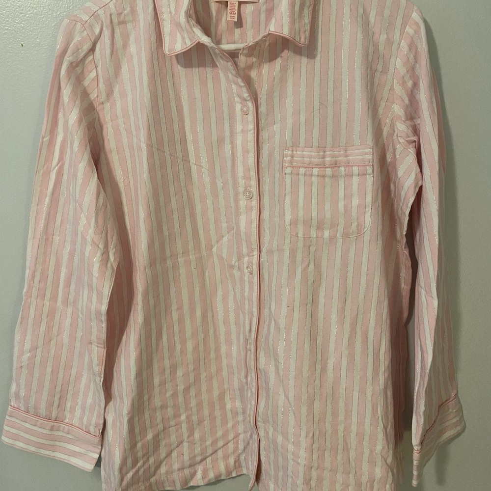 NWOT Medium Victorias Secret Pink/white striped Pajama set